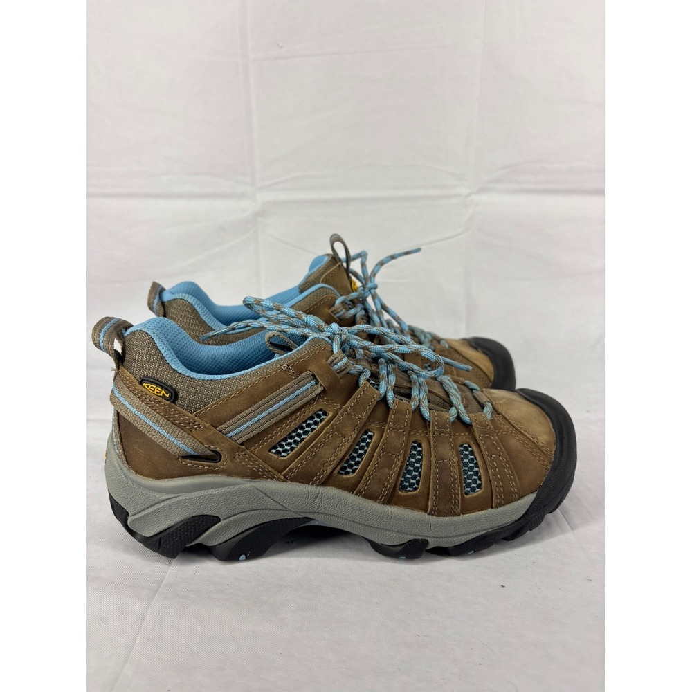Keen Voyageur Hiking Shoes Womens 8 Brown Blue Leather Performance 1011523 NWOB